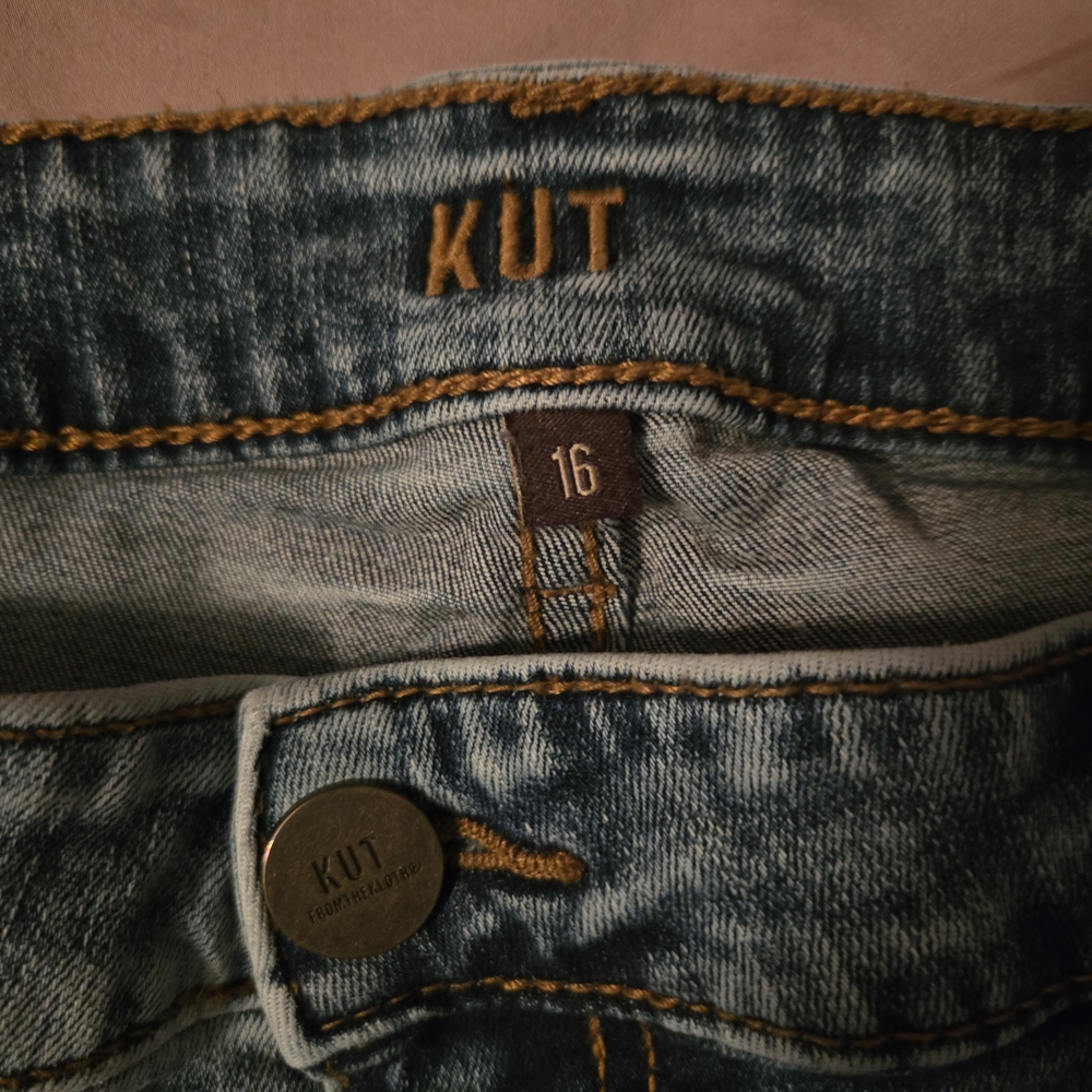 Kut from the Kloth Blue Distressed Jean Shorts - Picture 2 of 5